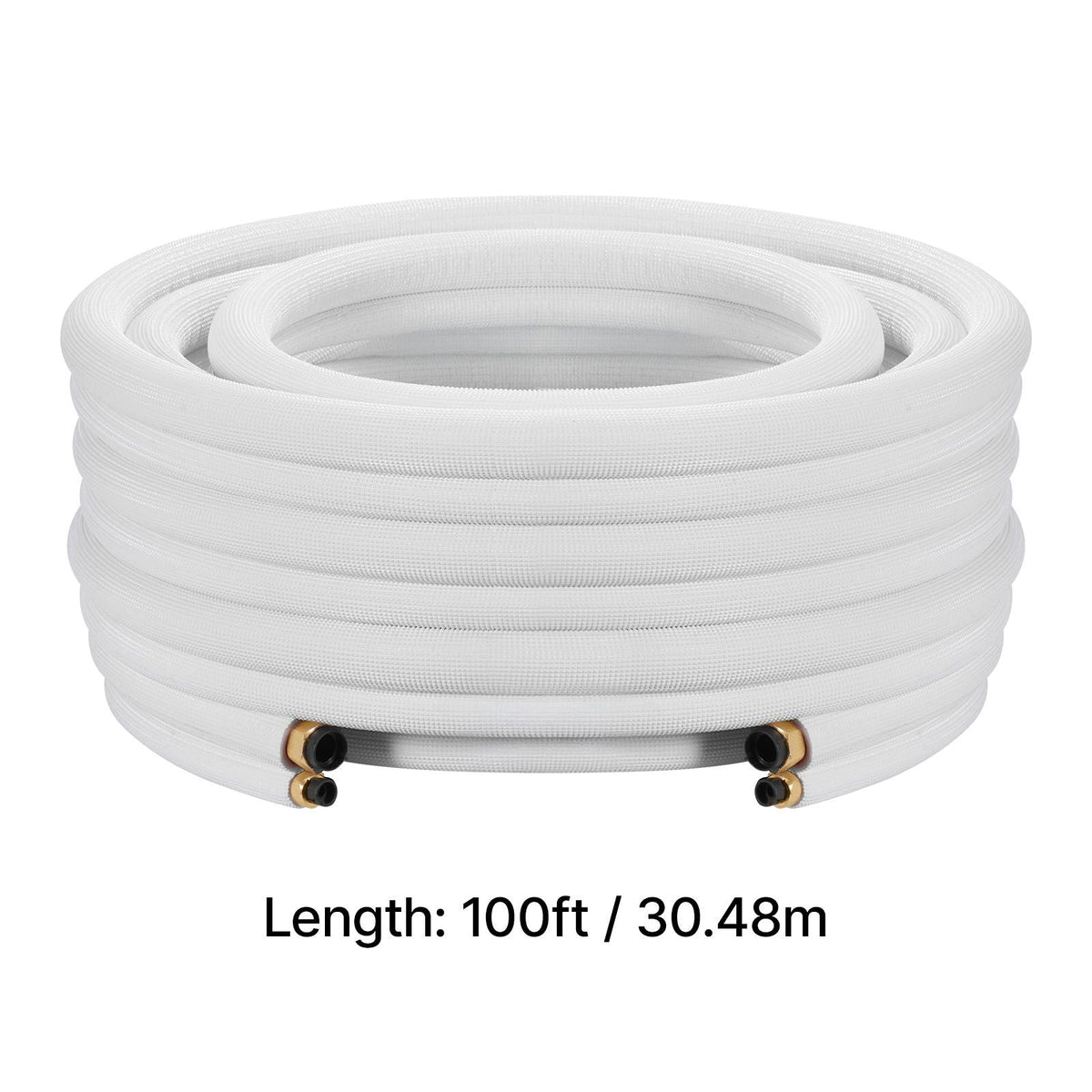 100ft Mini Split Line Set, 1/4' & 3/8' OD AC Copper Tubing Pipe, 3/8 White PE Thickened Insulated Coil with Flared Nuts, Strapping Tapes, for Mini Split Air Conditioner HVAC or Heat Pump System