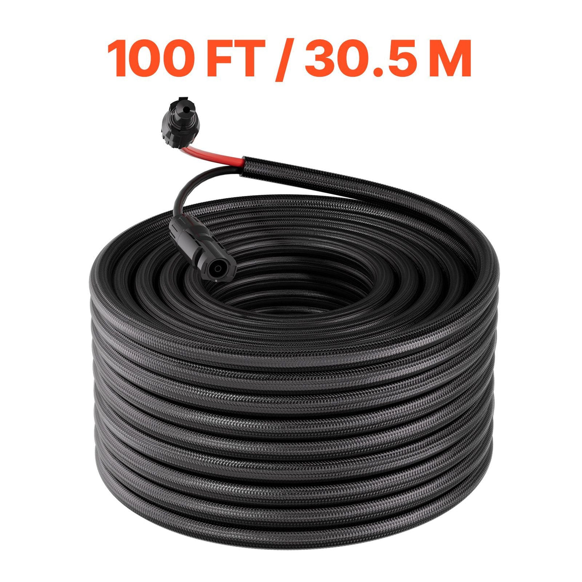 100FT Solar Panel Extension Cable, 10 AWG, Solar Panel Wire with Flame Retardant Protective Sleeving, Female and Male Connectors, IP67 Waterproof PV Wire, for Outdoor Automotive RV, Black & Red