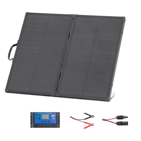 100W Foldable Solar Panel with Frame, 16BB N-Type Portable Monocrystalline Solar Panel Charger 24% Efficiency, IP67 Waterproof with 30A PWM Controller & MC4 Output for Camping, Hiking, RV Trips