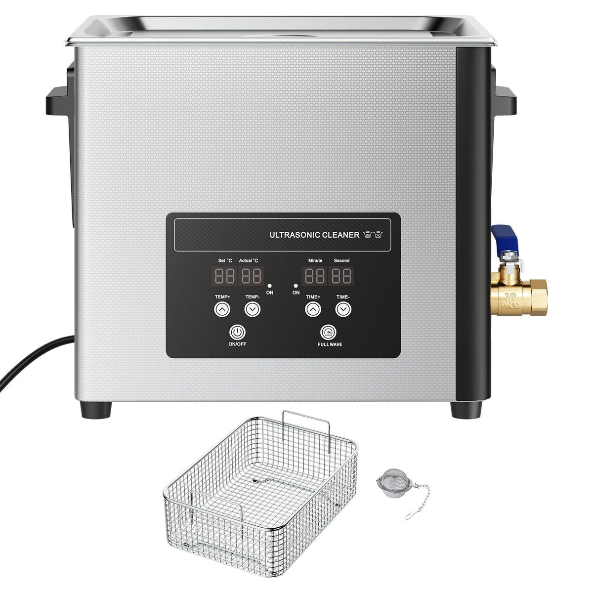 10L Ultrasonic Cleaner, Professional Ultrasonic Cleaner Machine with Cleaning Basket & Digital Display, 180W Stainless Steel 40kHz Cleaning Machine for Watches, Razors, Jewelry, Coins, and More