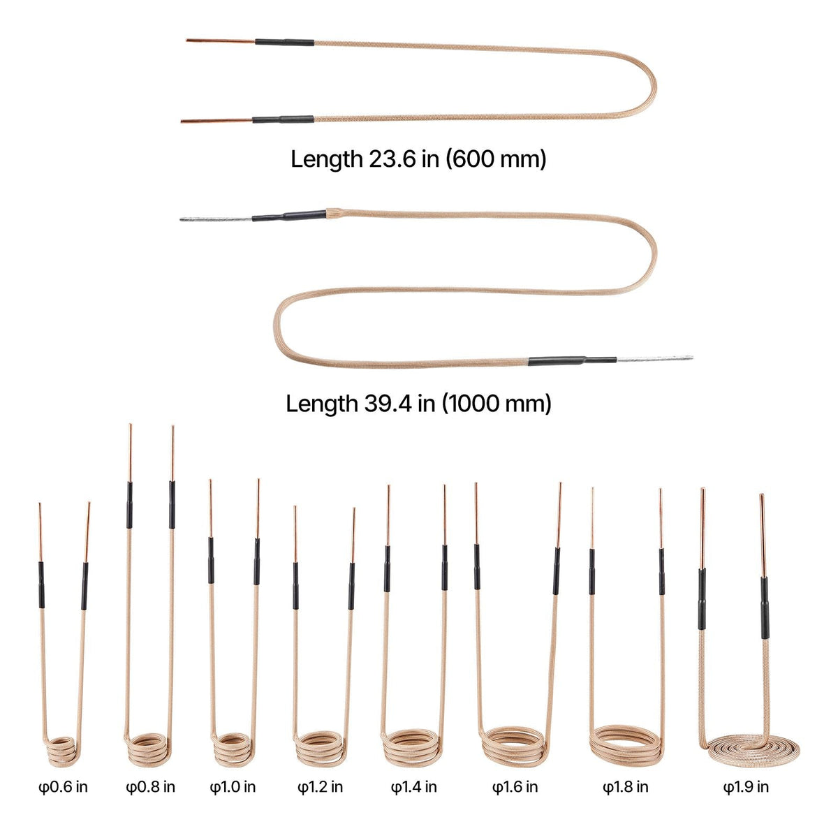 10Pcs Magnetic Induction Heater Coil, Inductor Heat Accessories, Mini Heater Coil Kit with Flexibility and Long Lifespan, for Removing Rusty Bolts and Nuts, 8 Coils + 1 U-Shaped + 1 Free Forming