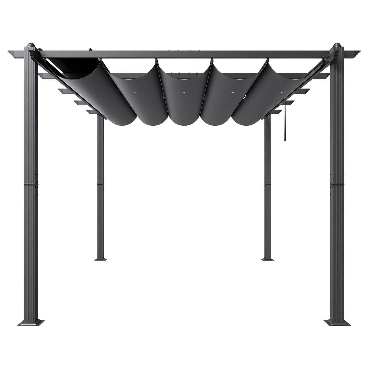 10'x13' Outdoor Retractable Pergola with Canopy, Aluminum Pergola with Retractable Canopy, Modern Pergola with Sun Shade Canopy for Patios, Gardens, Decks, Backyards (Gray)