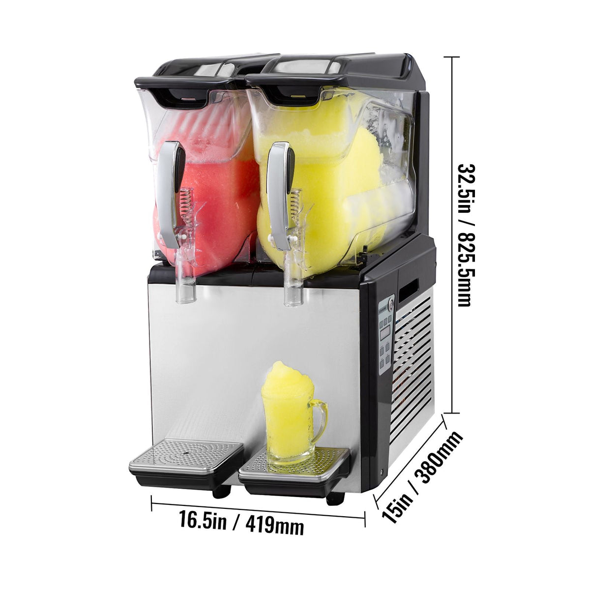110V Slushy Machine 20L Double Bowl Margarita Frozen Drink Maker 900W Automatic Clean Day and Night Modes for Supermarkets Cafes Restaurants Snack Bars Commercial Use
