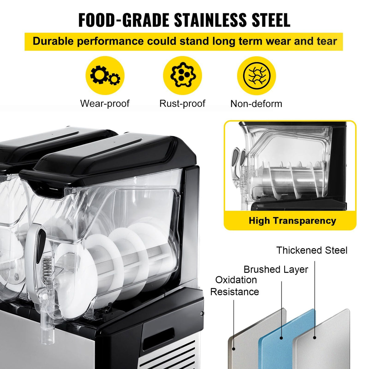 110V Slushy Machine 20L Double Bowl Margarita Frozen Drink Maker 900W Automatic Clean Day and Night Modes for Supermarkets Cafes Restaurants Snack Bars Commercial Use