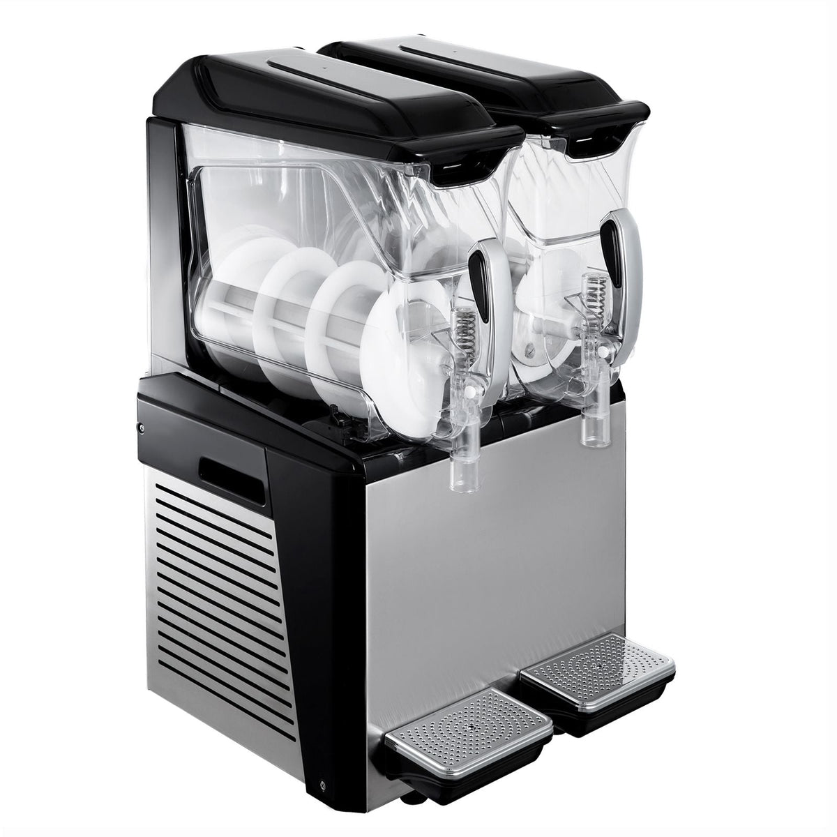 110V Slushy Machine 20L Double Bowl Margarita Frozen Drink Maker 900W Automatic Clean Day and Night Modes for Supermarkets Cafes Restaurants Snack Bars Commercial Use