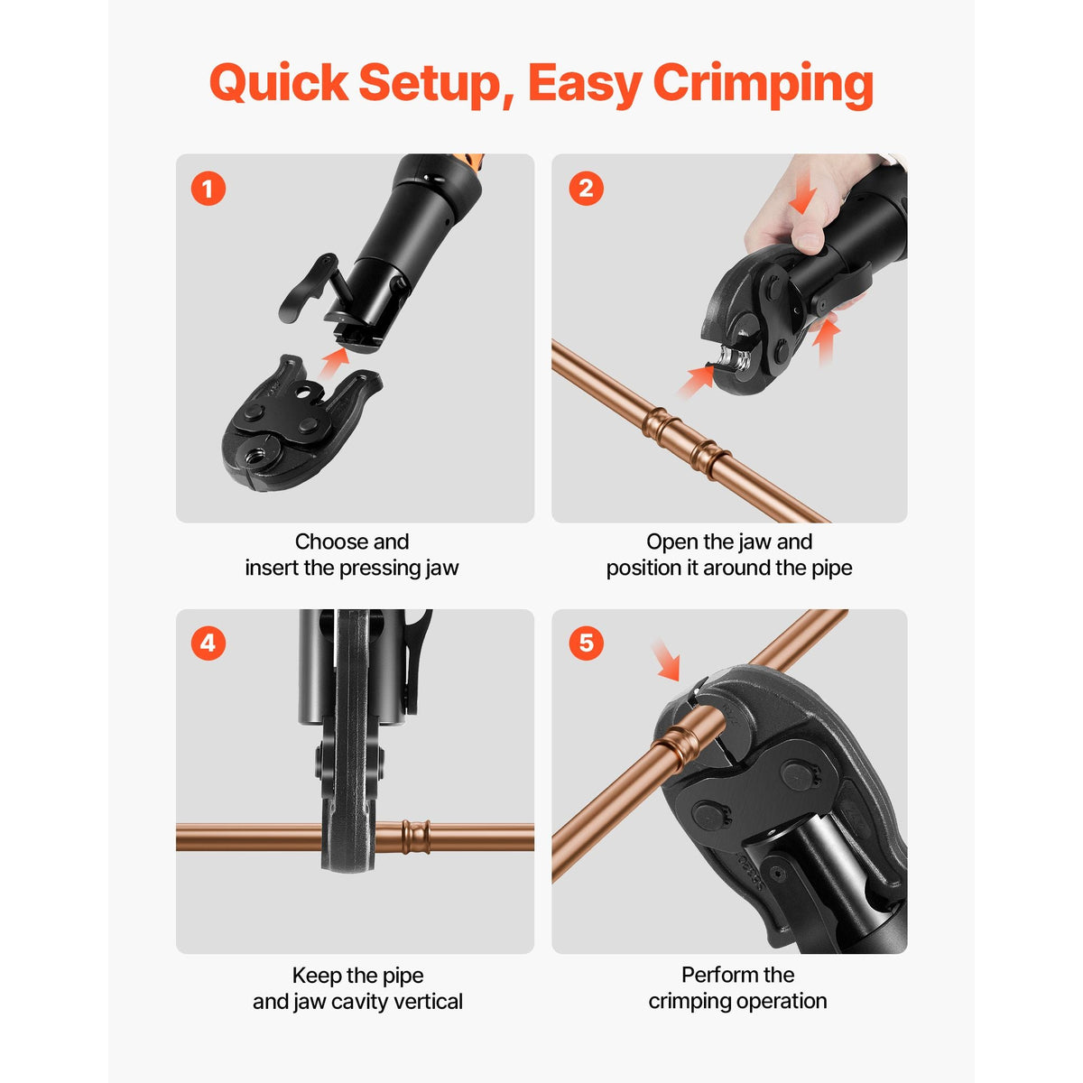 1/2" Press Jaw for Compact Series Press Tools, 52 HRC Hardened Steel Pressing Jaw for High Pressure HVAC/R Applications - Compatible with 24KN Press Tools for RLS Copper Pipes Connections