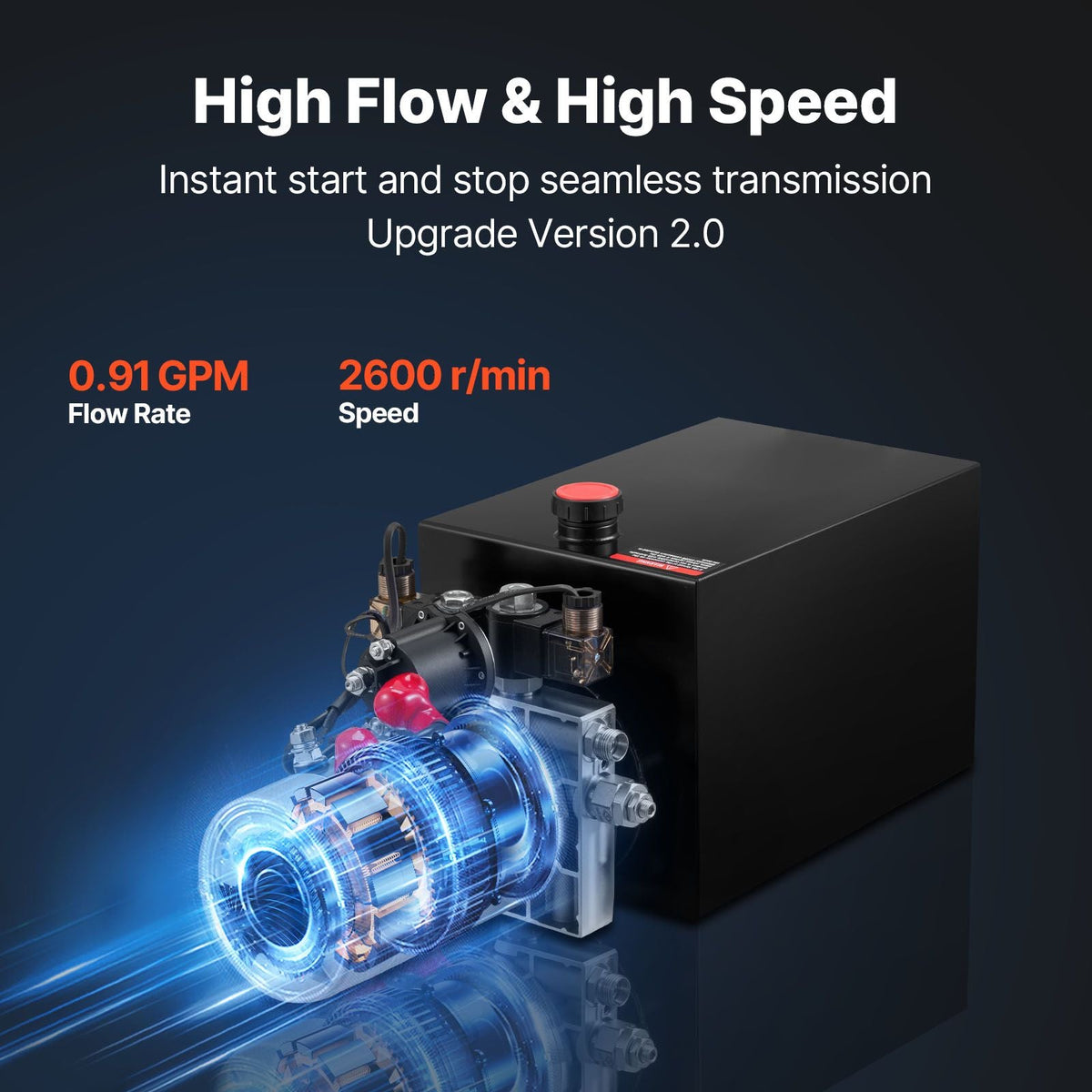 12 Quart Hydraulic Power Unit, Double Acting Dump Trailer Pump, 3200 PSI Max Relief Pressure & 0.91 GPM Flow Rate, DC 12V Hydraulic Pump with Metal Reservoir for Dump Trailer Car Lifting