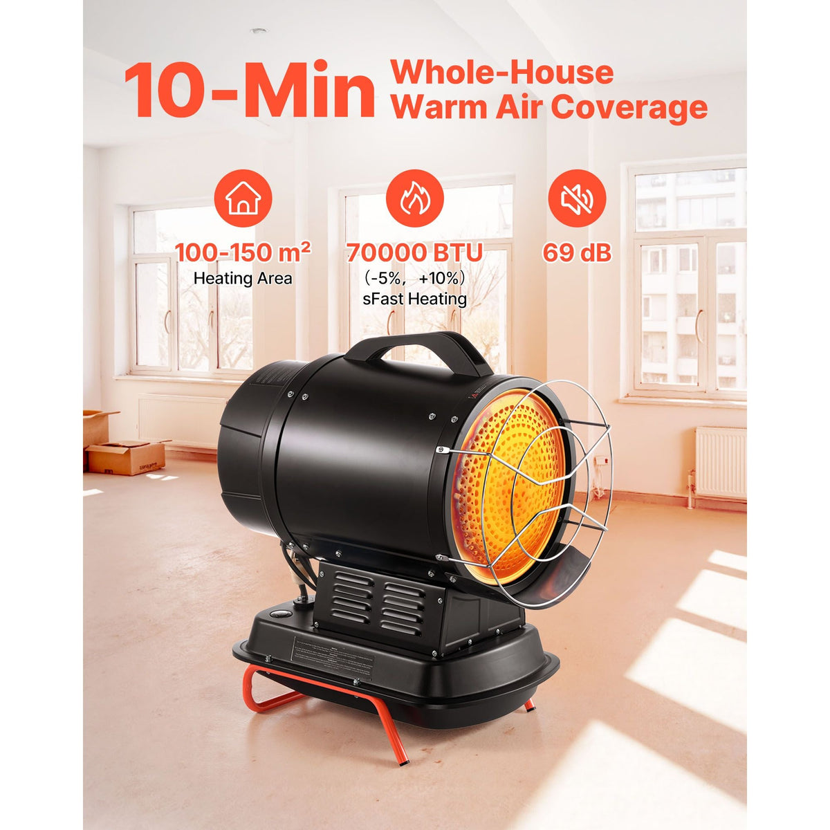 125000 BTU Radiant Kerosene Diesel Heater, Portable Industrial Space Heater with Adjustable Temp & Wheels, Ideal for Jobsite/Garage/Warehouse/Workshop Construction Heating,Black