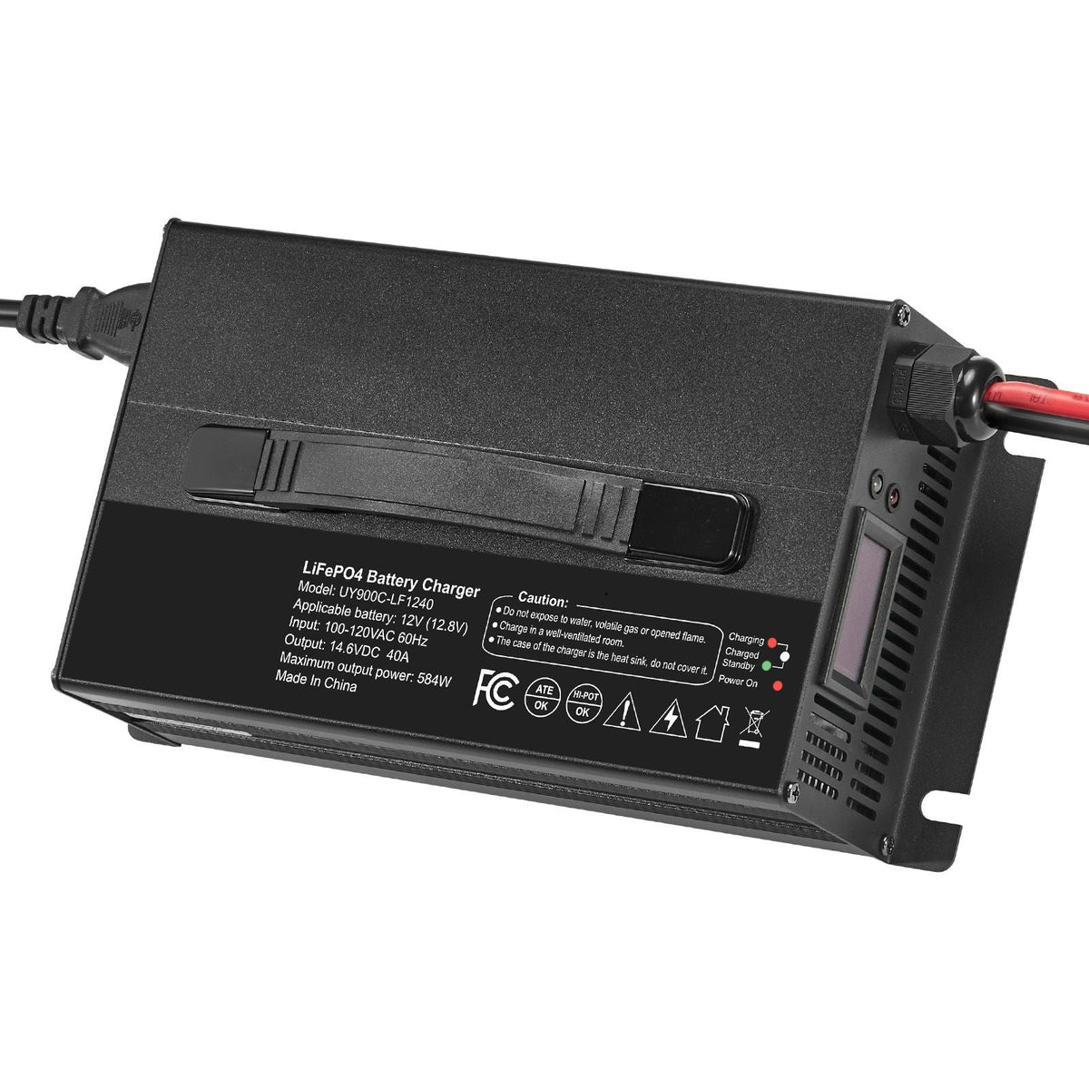 12V 40A Lithium Battery Charger, 14.6V, AC-DC LiFePO4 Smart Charger, with Anderson Connector, LED Indicator, 0V Activation, for Lithium LiFePO4 Deep Cycle Rechargeable Batteries of Boat, RV