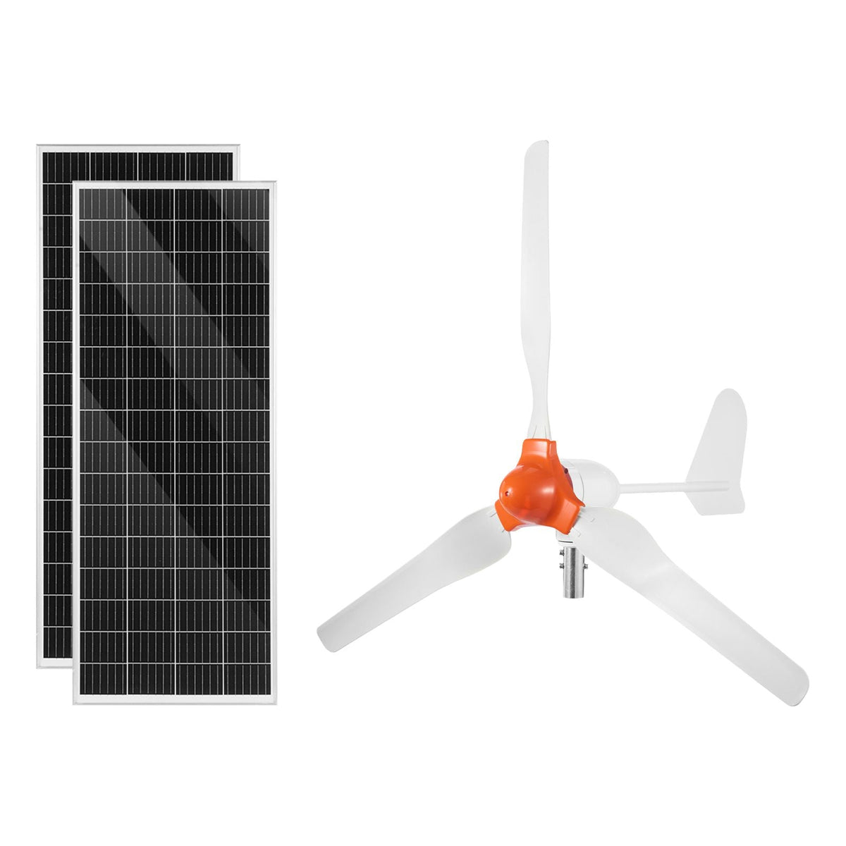 12V 600W Solar Wind Power Kit, 2PCS 100W Solar Panel + 400W Wind Turbine + 12.8V 100Ah LiFePO4 Battery + 1000W Power Inverter + MPPT Hybrid Controller for Home RV Boat Off-Grid Applications