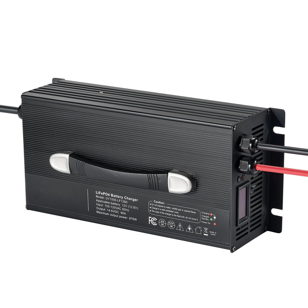 12V 60A Lithium Battery Charger, 14.6V, AC-DC LiFePO4 Smart Charger, with Anderson Connector, LED Indicator, 0V Activation, for Lithium LiFePO4 Deep Cycle Rechargeable Batteries of Boat, RV