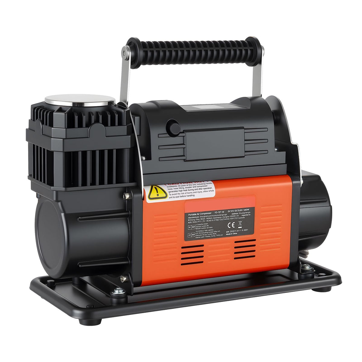 12V Heavy Duty Air Compressor, Auto-Stop Portable Tire Inflator with LCD Digital Display, 7.14 CFM 150PSI Offroad Air Pump with Adapters for Trucks Car SUV 4 x 4 Vehicle RV