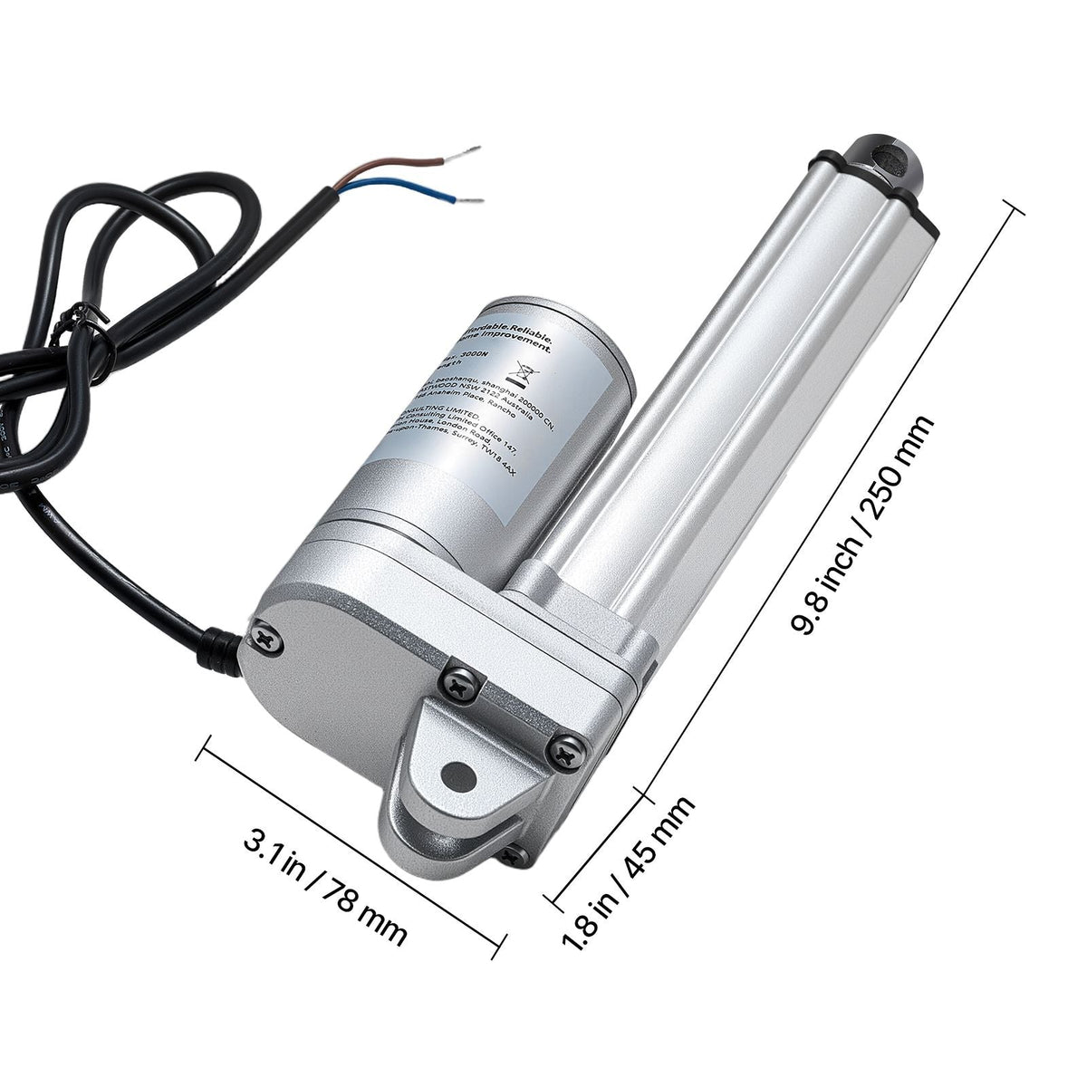 12V Linear Actuator, 4 Inch IP65 Waterproof Linear Actuator, 675lbs/3000N 0.2"/s Motion Actuators with Mounting Brackets for Outdoor Use