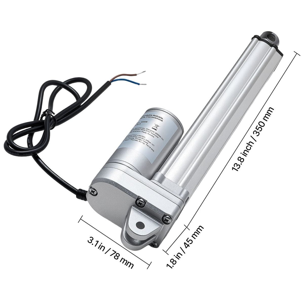 12V Linear Actuator, 8 Inch IP65 Waterproof Linear Actuator, 675lbs/3000N 0.2"/s Motion Actuators with Mounting Bracket for Outdoor Use
