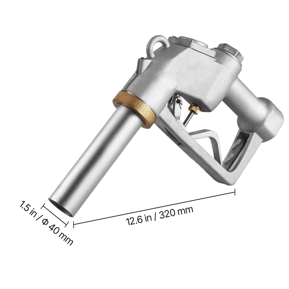1.5 Inch Barb Automatic Fuel Nozzle with Swivel, Max Flow Rate 37 GPM, Auto Shut Off Diesel Gas Pump Nozzle with 3-Speed Trigger Lock & 1.5 Inch (OD=40 mm) Spout for Gasoline, Diesel, Kerosene