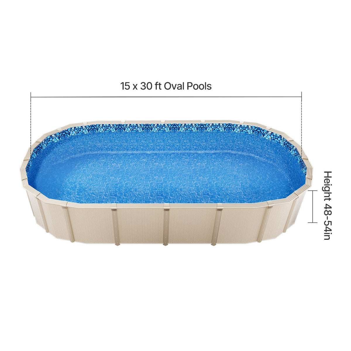 15 x 30 ft Oval Pool Liner, Overlap Style Above Ground Pool Liners, 48-to-54inch Wall Height, Durable Pool Liner, Standard Gauge Vinyl, for Steel Sided Above-Ground Swimming Pools