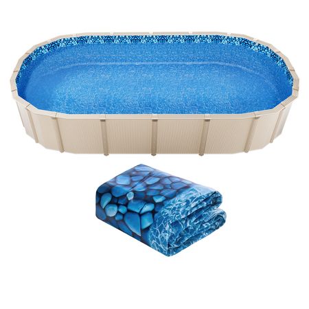 15 x 30 ft Oval Pool Liner, Overlap Style Above Ground Pool Liners, 48-to-54inch Wall Height, Durable Pool Liner, Standard Gauge Vinyl, for Steel Sided Above-Ground Swimming Pools