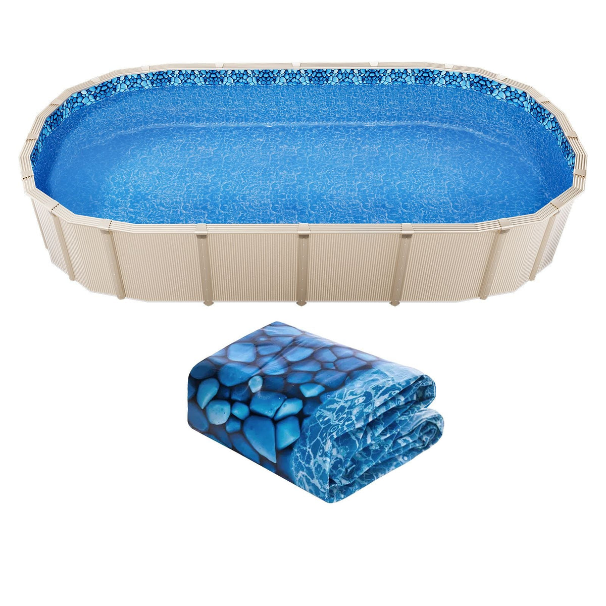15 x 30 ft Oval Pool Liner, Overlap Style Above Ground Pool Liners, 48-to-54inch Wall Height, Durable Pool Liner, Standard Gauge Vinyl, for Steel Sided Above-Ground Swimming Pools