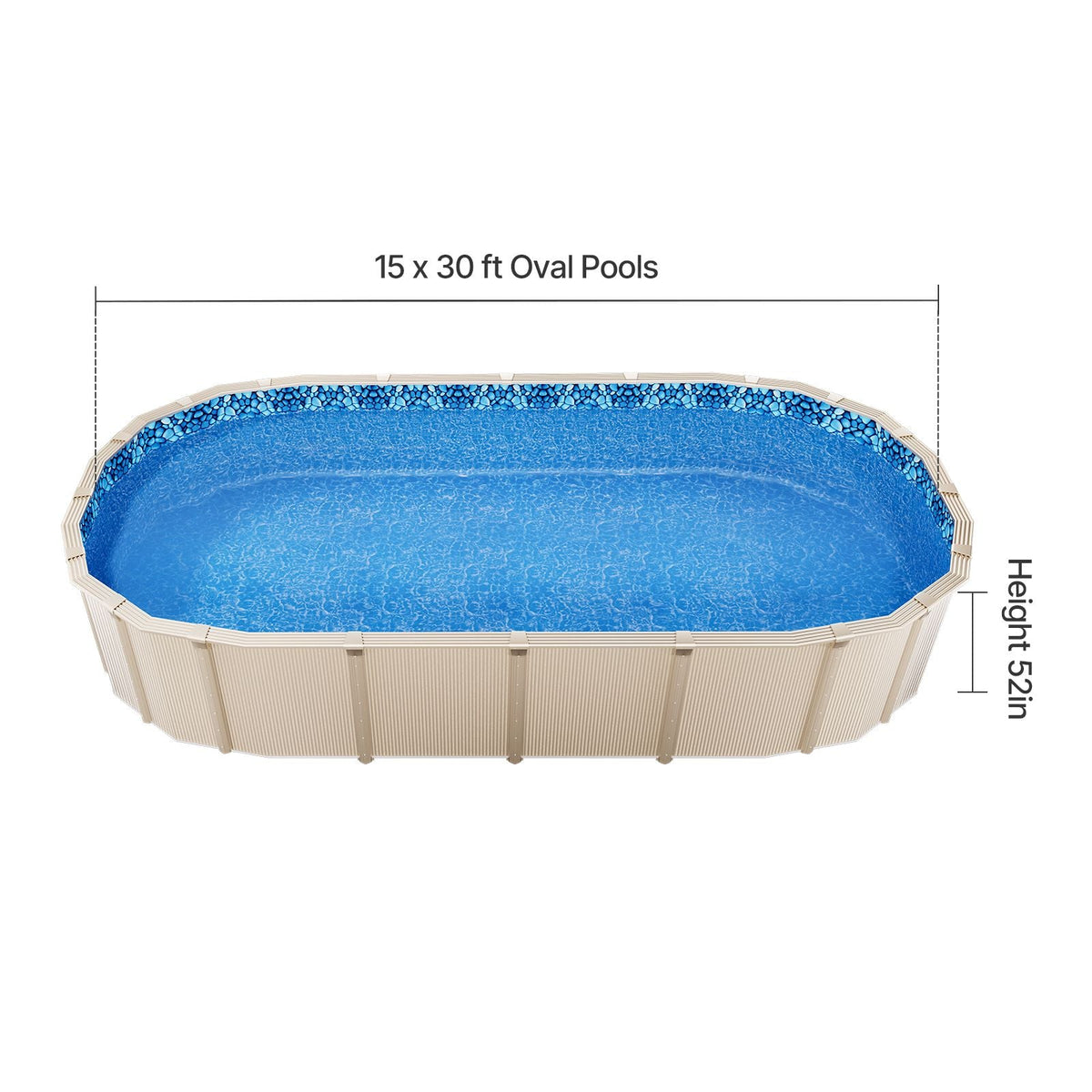 15 x 30 ft Oval Pool Liner, Unibead Above Ground Pool Liners, 52in Wall Height, Durable Standard Gauge Vinyl, Designed for Steel Sided Above-Ground Swimming Pools