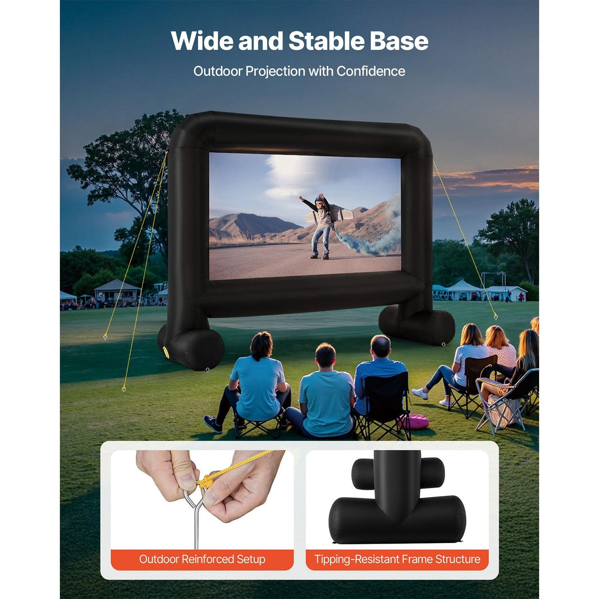 15FT Inflatable Movie Screen, Inflatable Projector Screen with Portable Storage Bag, 16:9 Easy Set Up Movie Projection for Outdoor Backyard, Home Theater, Theme Party