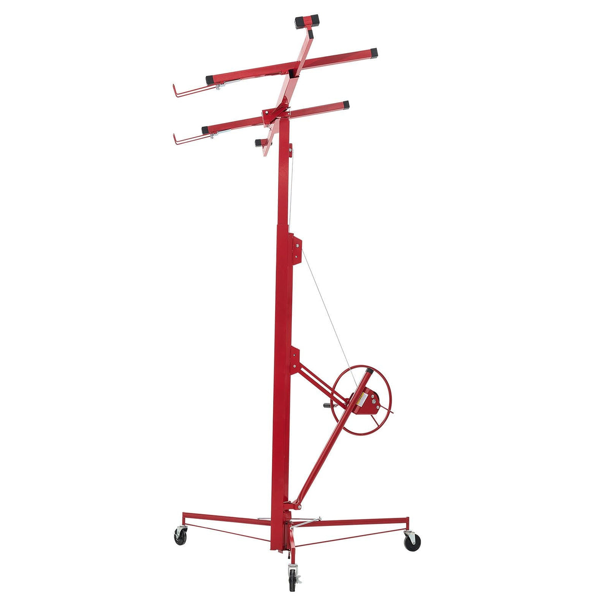 16ft Drywall Lift, Heavy-Duty 150 lbs Sheetrock Hoist with Adjustable Telescoping Arm, Lockable Wheels, Drywall Lifter Panel Jack Hoist Tools Ideal for Ceiling & Wall Installation (Red)