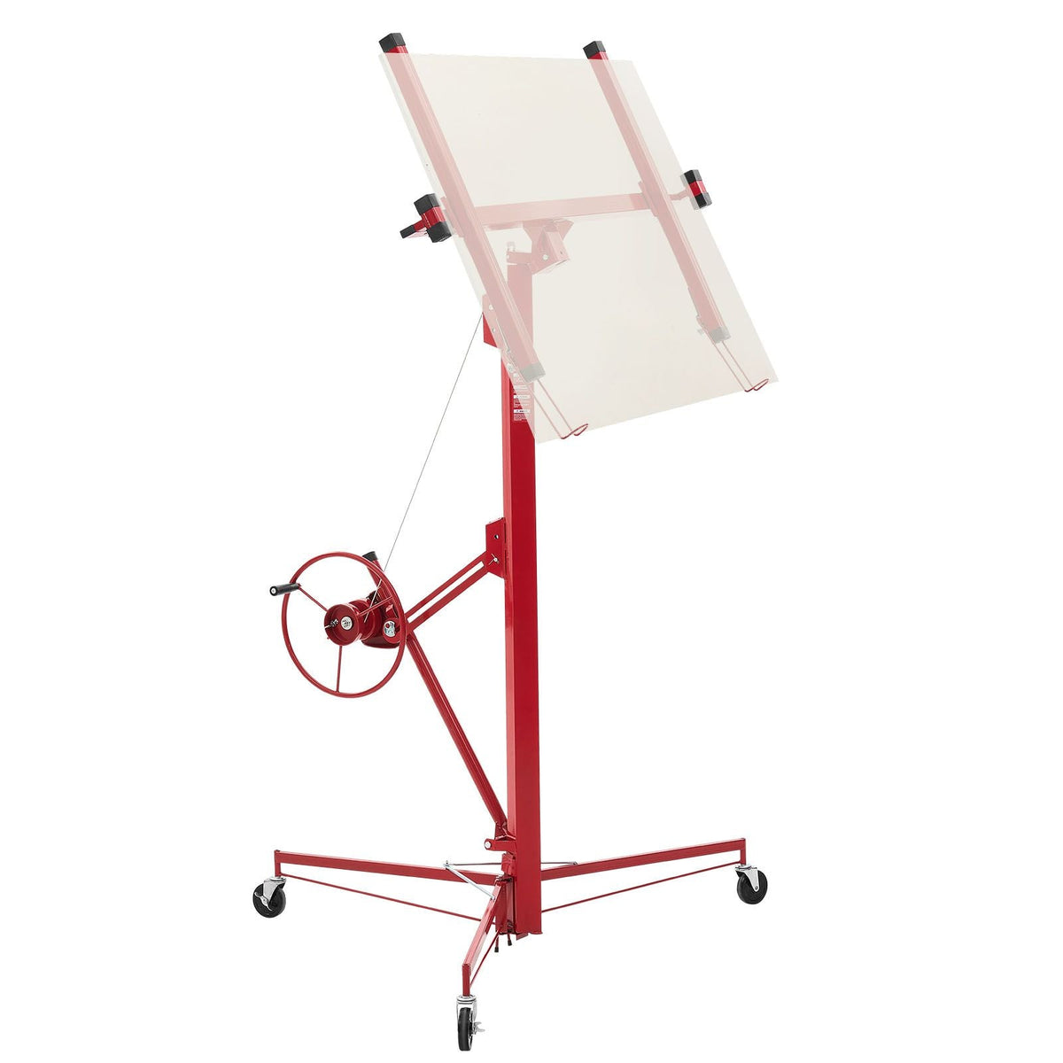 16ft Drywall Lift, Heavy-Duty 150 lbs Sheetrock Hoist with Adjustable Telescoping Arm, Lockable Wheels, Drywall Lifter Panel Jack Hoist Tools Ideal for Ceiling & Wall Installation (Red)