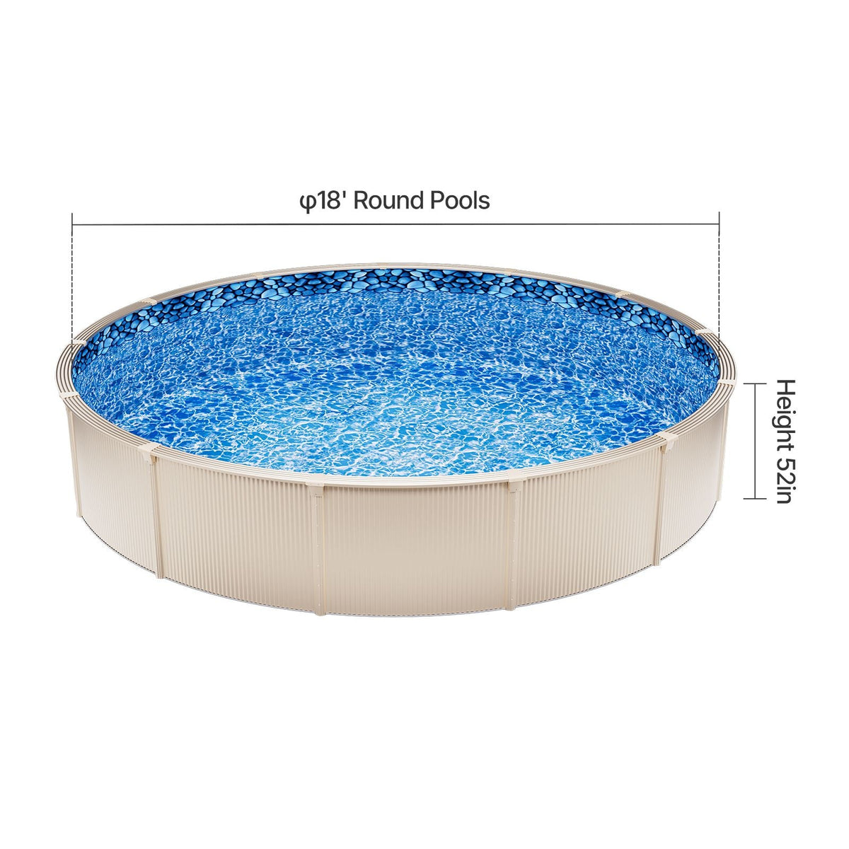 18-ft Round Above Ground Pool Liner, Unibead Pool Liners, Standard Gauge, 52inch Wall Height, Designed for Steel Sided Above-Ground Swimming Pools