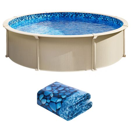 18-ft Round Above Ground Pool Liner, Unibead Pool Liners, Standard Gauge, 52inch Wall Height, Designed for Steel Sided Above-Ground Swimming Pools