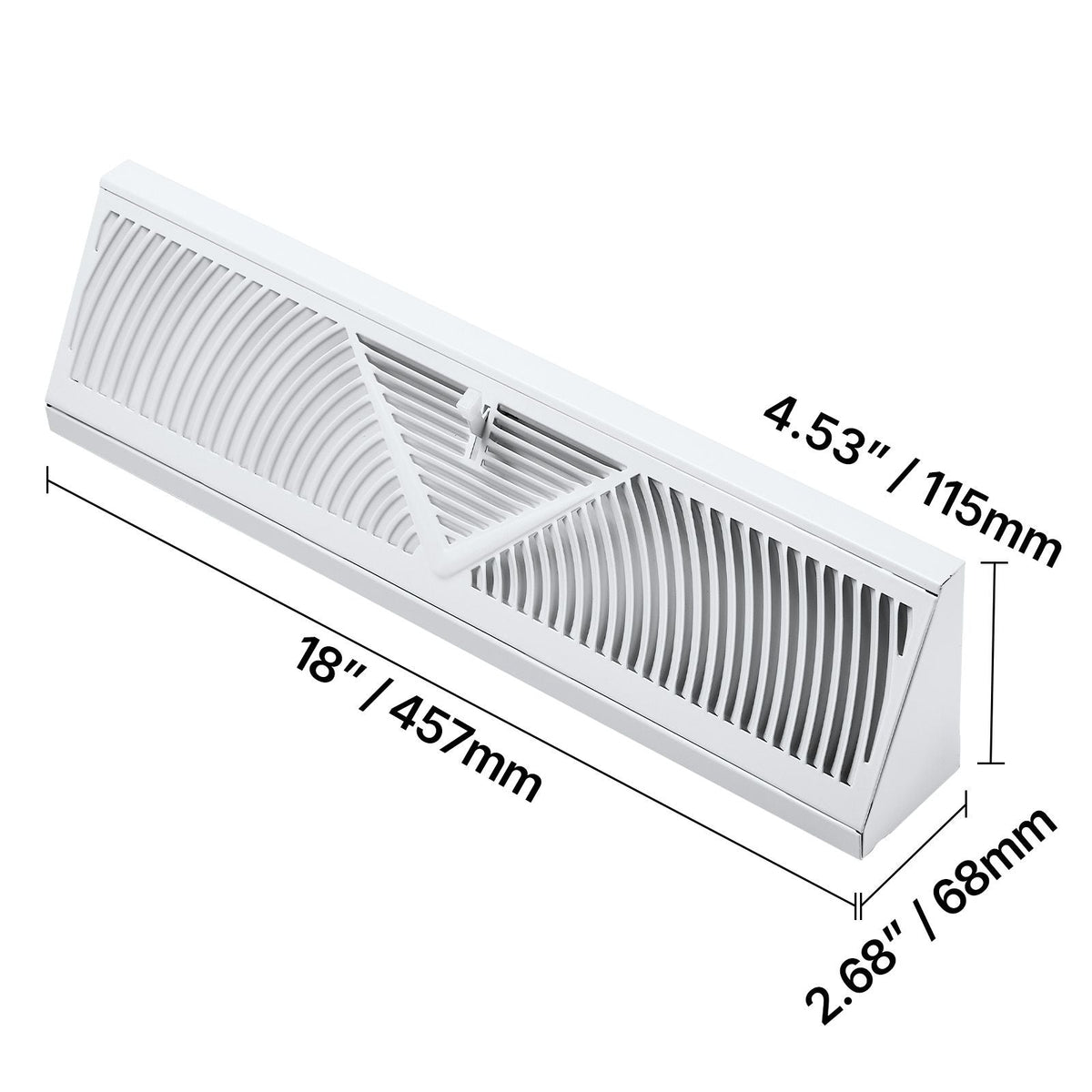 18-Inch Floor Registers, 10-Pack Baseboard Registers, HVAC Heavy-Duty Walkable Iron Floor Vents, Rustproof Anti-Peeling Air Vents Deflector Adjustable with Metal Damper for Home & Office, White