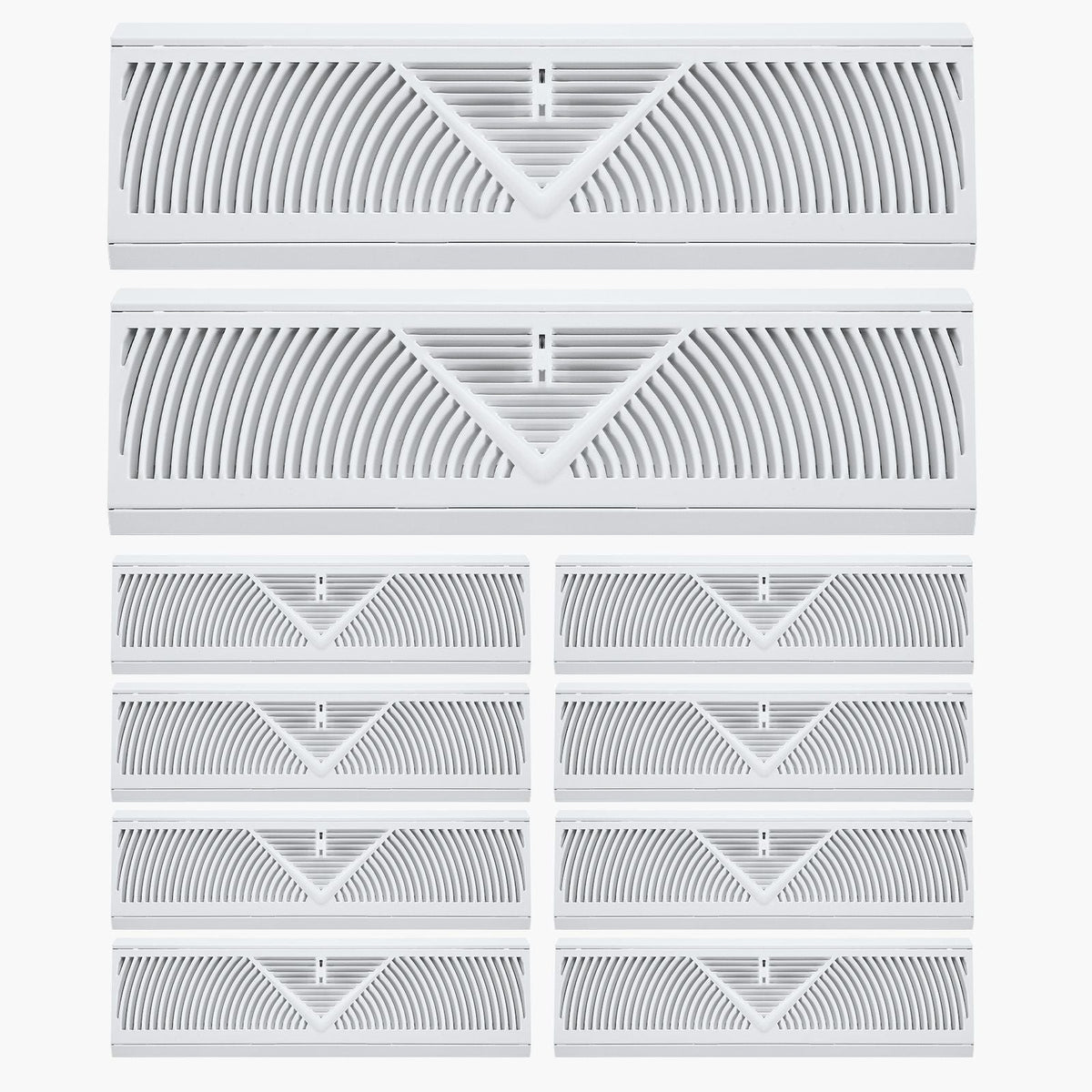 18-Inch Floor Registers, 10-Pack Baseboard Registers, HVAC Heavy-Duty Walkable Iron Floor Vents, Rustproof Anti-Peeling Air Vents Deflector Adjustable with Metal Damper for Home & Office, White