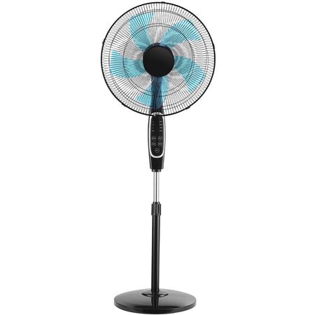 18-Inch Pedestal Fan, 2700 CFM Standing Floor Fan with Remote Control, 9 Speeds & 3 Modes, Oscillating Adjustable Height, Quiet DC Motor 5-Blade for Home, Bedroom, Garage, Workshop, Black