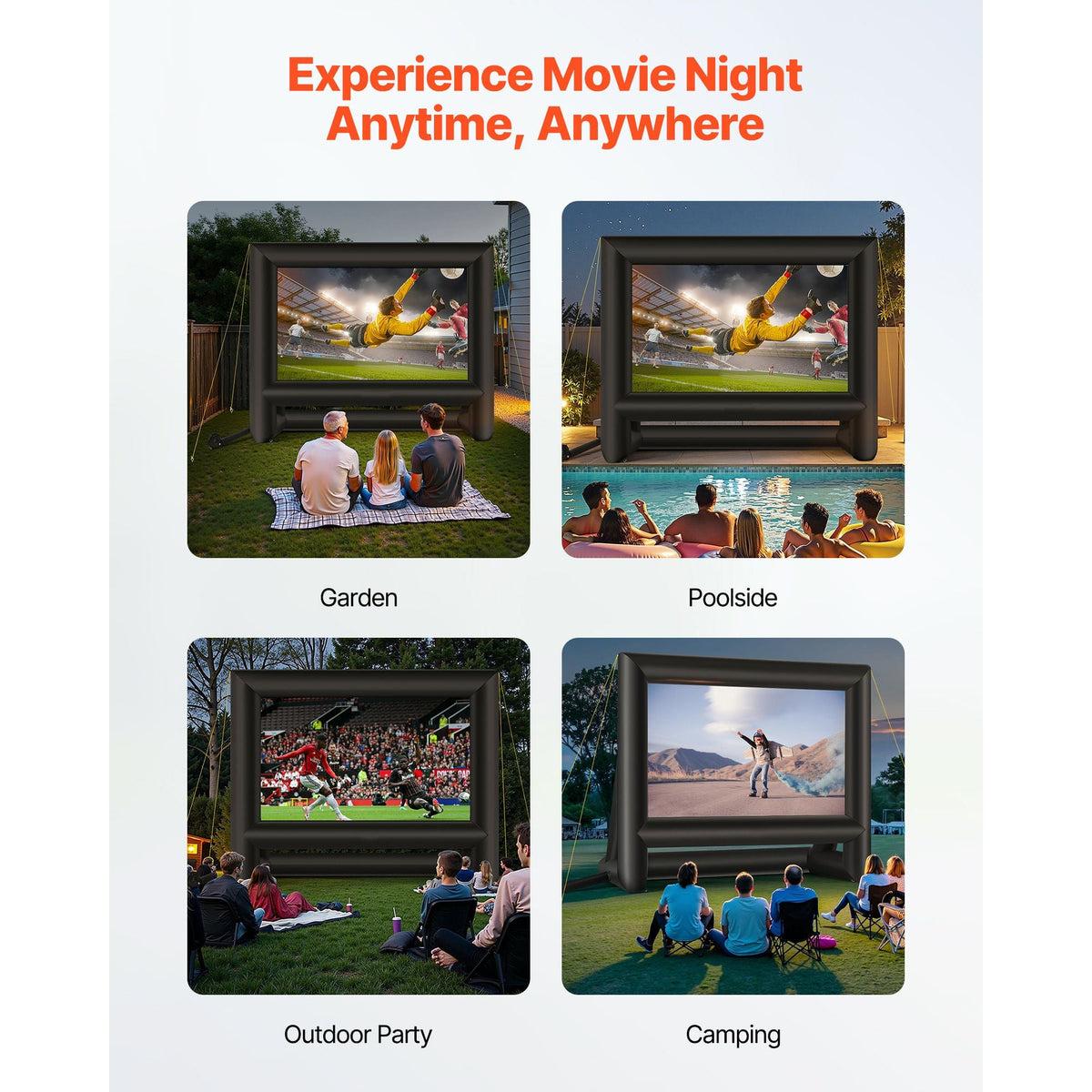 18FT Inflatable Movie Screen, Inflatable Projector Screen with Portable Storage Bag, 16:9 Easy Set Up Movie Projection for Outdoor Backyard, Home Theater, Theme Party