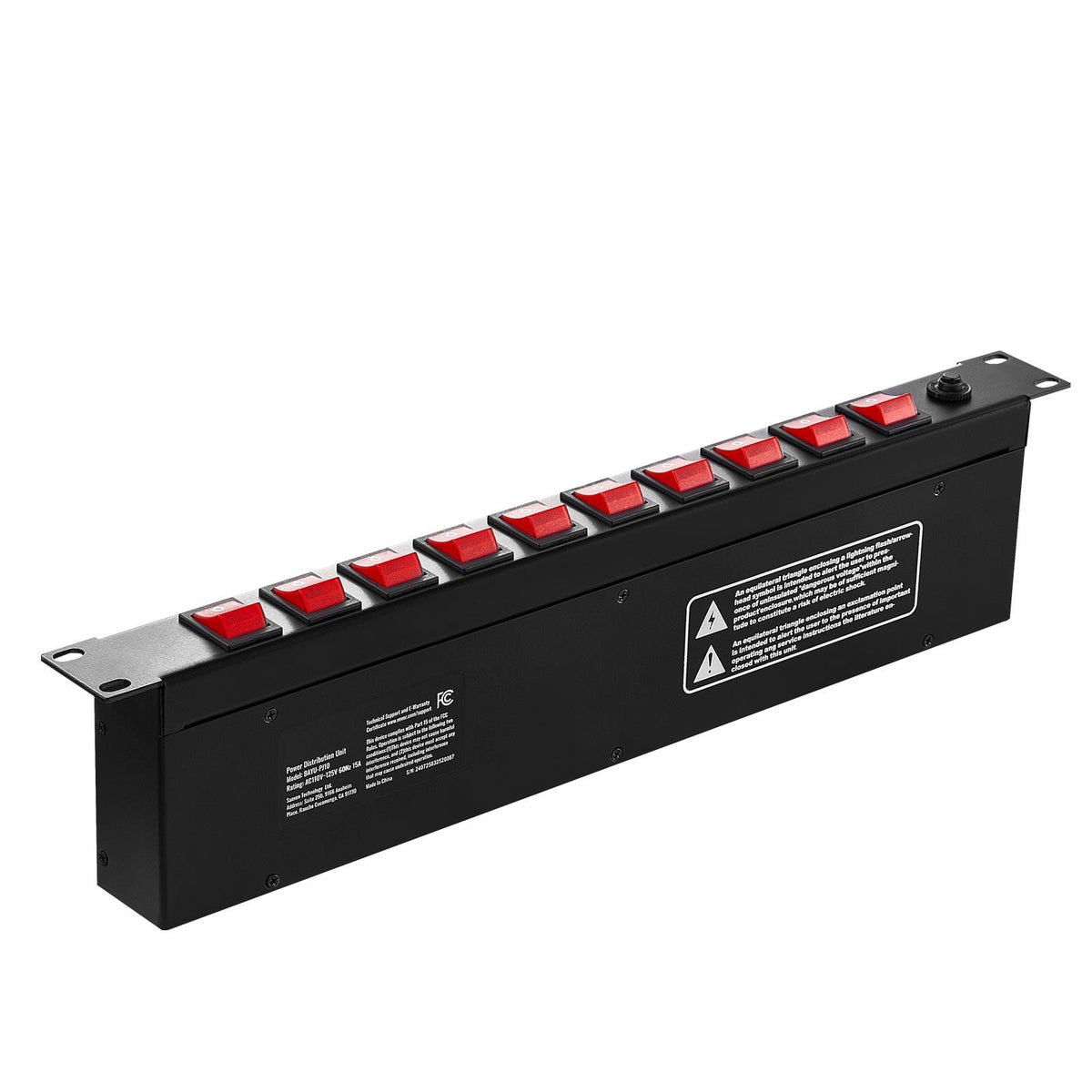 1U PDU, 10 Outlets, Rack Mount Power Strip Fits Standard 19" Server Racks, with Independent Switch Surge Protection & Overload Protection, 110-125V/15A, Ideal for Home and Office
