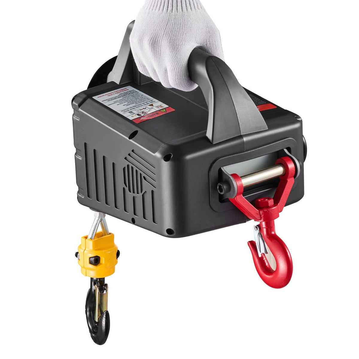 2-in-1 Electric Hoist Winch, 1100 lbs Capacity, 1500W Portable Power Winch Crane, 25 ft Lifting Height, 16.4 ft/min with Manual and Wired Remote Control for Factory, Warehouss, Garage