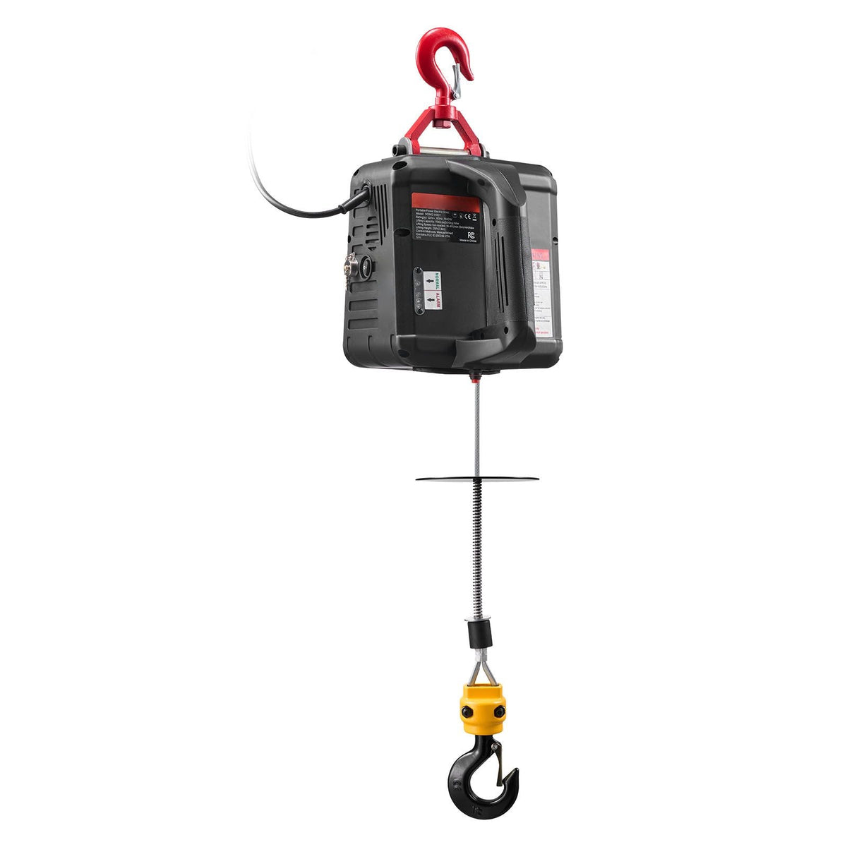 2-in-1 Electric Hoist Winch, 1100 lbs Capacity, 1500W Portable Power Winch Crane, 25 ft Lifting Height, 16.4 ft/min with Manual and Wired Remote Control for Factory, Warehouss, Garage