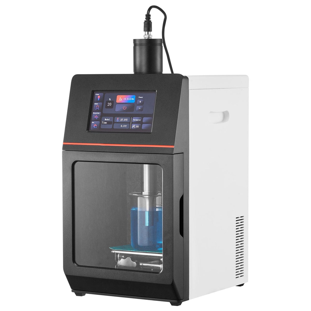 2 in 1 Ultrasonic Homogenizer, 2000W Power, 20KHz Frequency, 0.79 inch Titanium Alloy Probe, Continuous, Timer and Pulse Three Modes, Noise Reduction, Sonicator Processor Cell Disruptor Mixer
