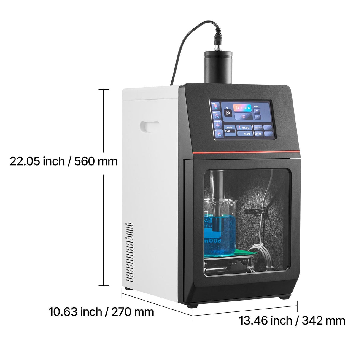 2 in 1 Ultrasonic Homogenizer, 2000W Power, 20KHz Frequency, 0.79 inch Titanium Alloy Probe, Continuous, Timer and Pulse Three Modes, Noise Reduction, Sonicator Processor Cell Disruptor Mixer