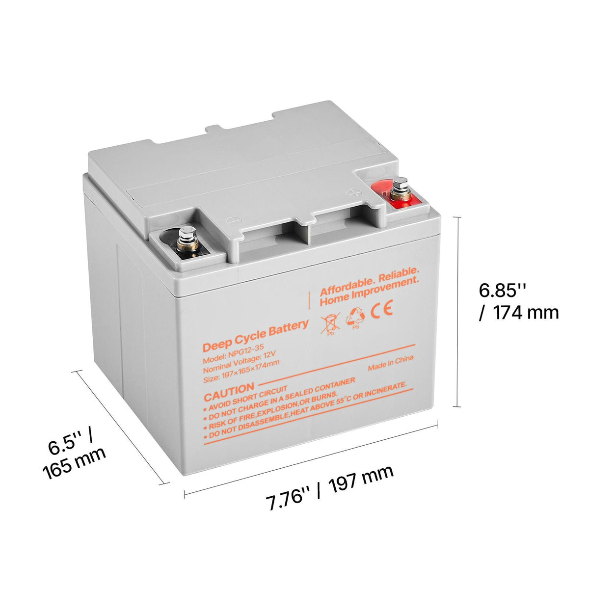 2 Pack 12V 35Ah Deep Cycle Battery, Sealed AGM Technology, Rechargeable Lead Acid AGM Battery, Backup Replacement for Scooters, Mobility Wheelchair, Solar System Off-Grid Home Energy Storage
