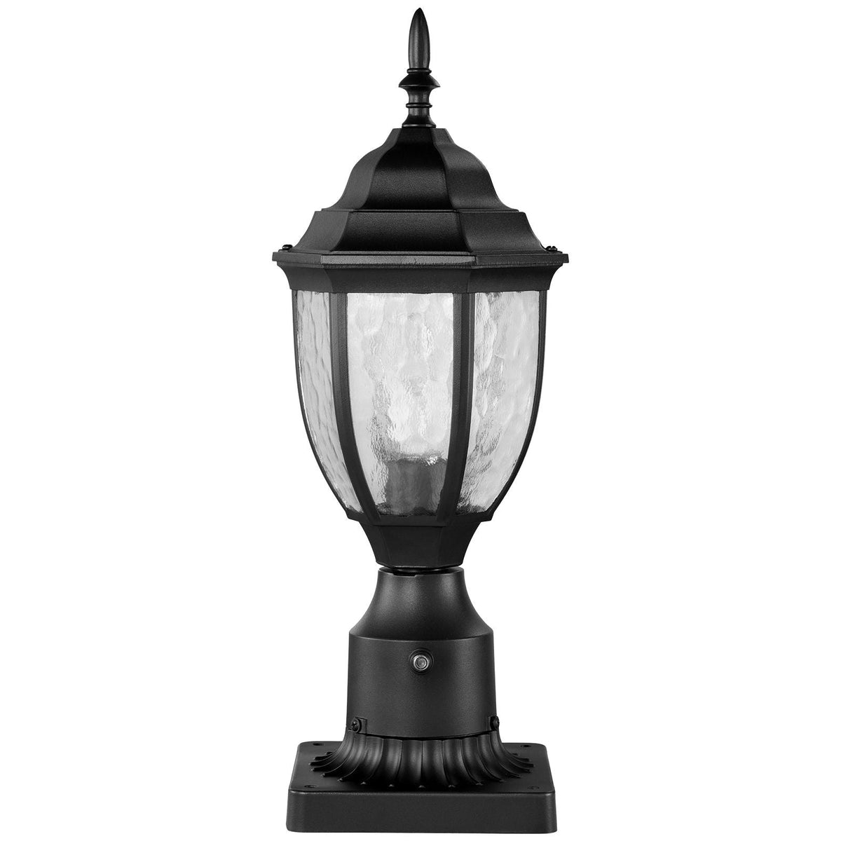 2 Pack Dusk to Dawn Outdoor Post Light, 15.35 in, Waterproof Lamp Post Light Fixtures with 3.5 in Pier Mount Base Glass Shade, Lightning-proof Exterior Pole Column Light for Patio Garden Pathway