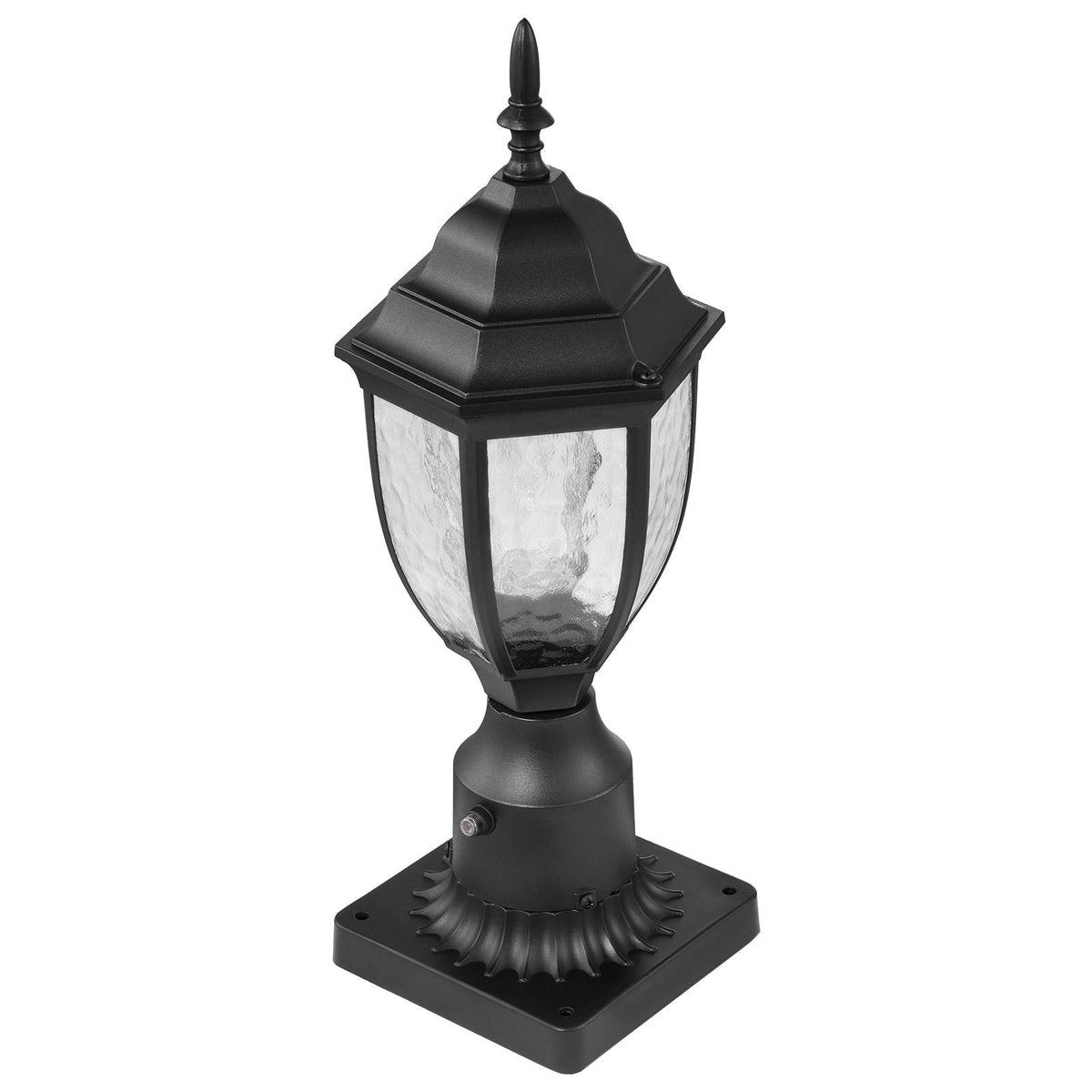 2 Pack Dusk to Dawn Outdoor Post Light, 15.35 in, Waterproof Lamp Post Light Fixtures with 3.5 in Pier Mount Base Glass Shade, Lightning-proof Exterior Pole Column Light for Patio Garden Pathway