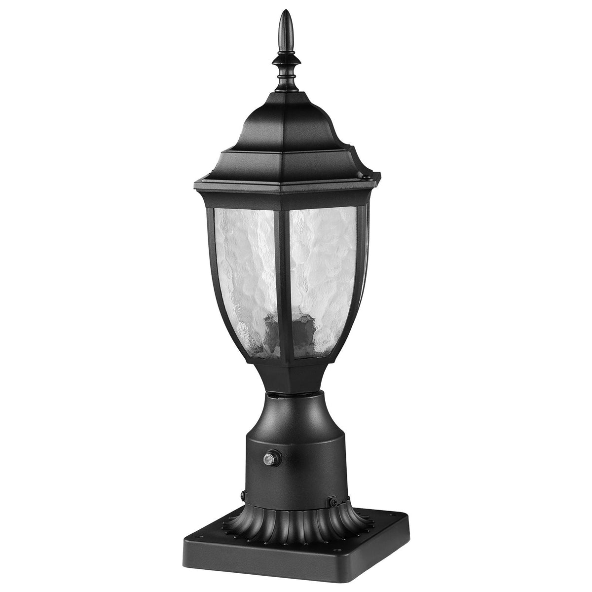 2 Pack Dusk to Dawn Outdoor Post Light, 15.35 in, Waterproof Lamp Post Light Fixtures with 3.5 in Pier Mount Base Glass Shade, Lightning-proof Exterior Pole Column Light for Patio Garden Pathway