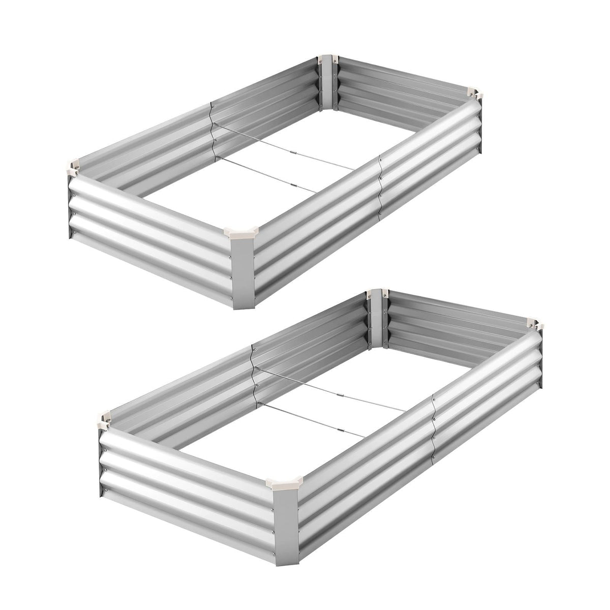 2 Pack Galvanized Raised Garden Beds, 6 x 3 x 1 ft, Rectangular Metal Planter Boxes Kit Outdoor, Bottomless Elevated Planting Box with Gloves, Alu-Zinc, for Growing Flowers Vegetables, Silver