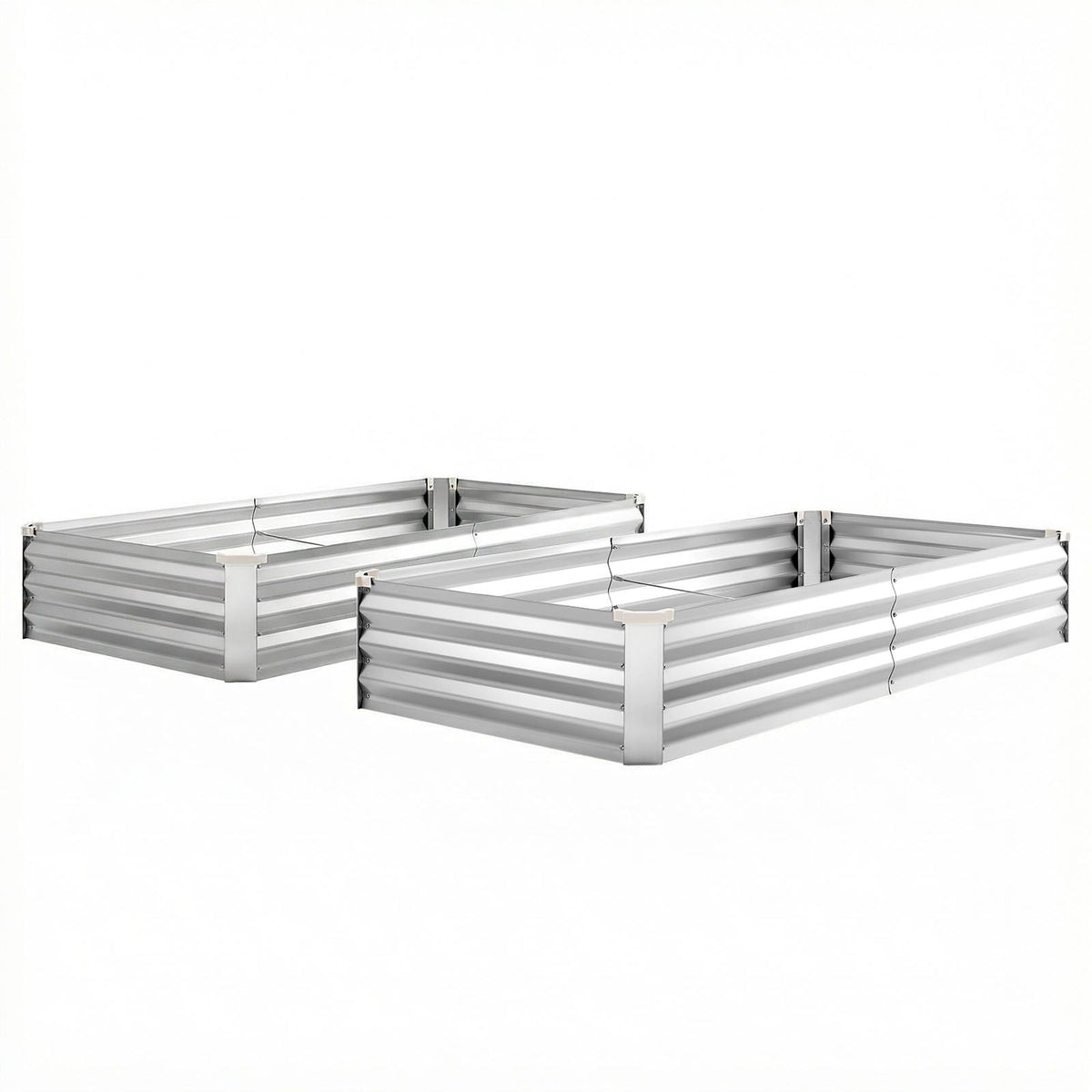 2 Pack Galvanized Raised Garden Beds, 6 x 3 x 1 ft, Rectangular Metal Planter Boxes Kit Outdoor, Bottomless Elevated Planting Box with Gloves, Alu-Zinc, for Growing Flowers Vegetables, Silver
