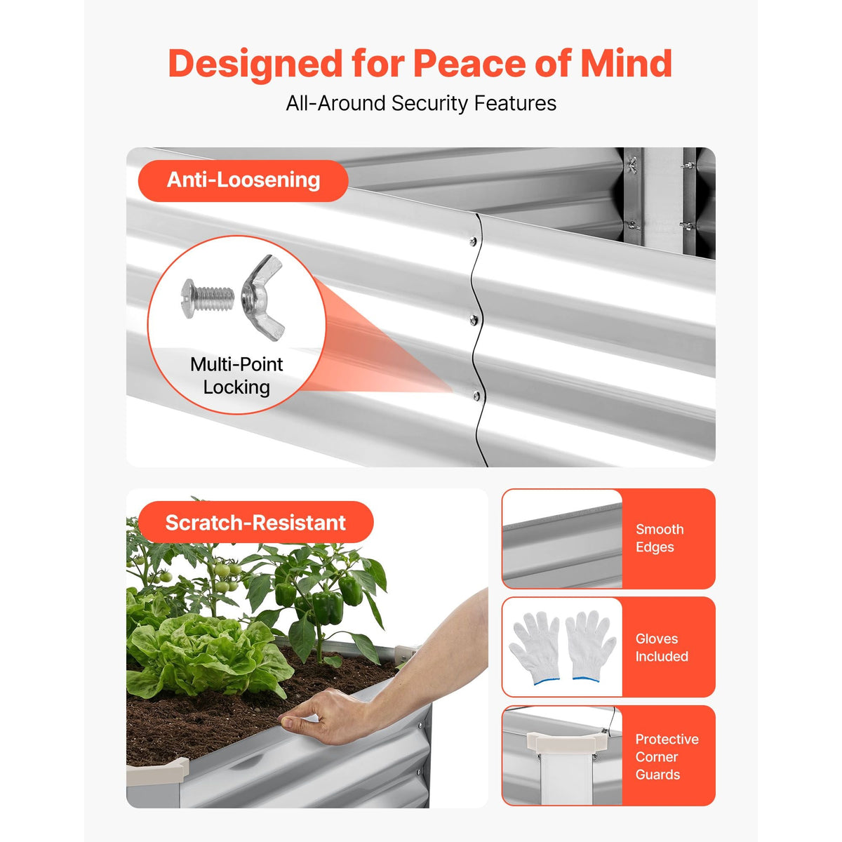 2 Pack Galvanized Raised Garden Beds, 6 x 3 x 1 ft, Rectangular Metal Planter Boxes Kit Outdoor, Bottomless Elevated Planting Box with Gloves, Alu-Zinc, for Growing Flowers Vegetables, Silver