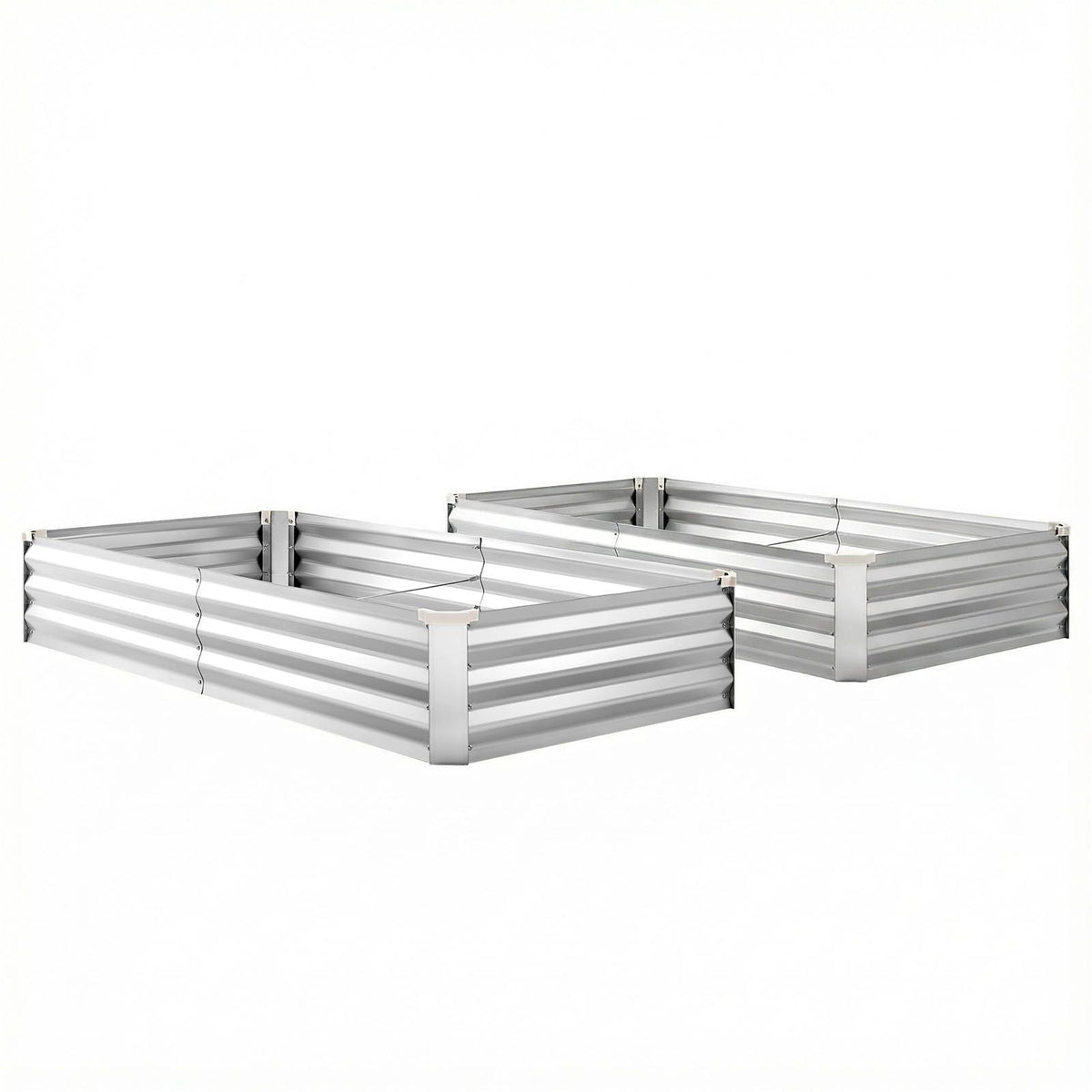 2 Pack Galvanized Raised Garden Beds, 6 x 3 x 1 ft, Rectangular Metal Planter Boxes Kit Outdoor, Bottomless Elevated Planting Box with Gloves, Alu-Zinc, for Growing Flowers Vegetables, Silver