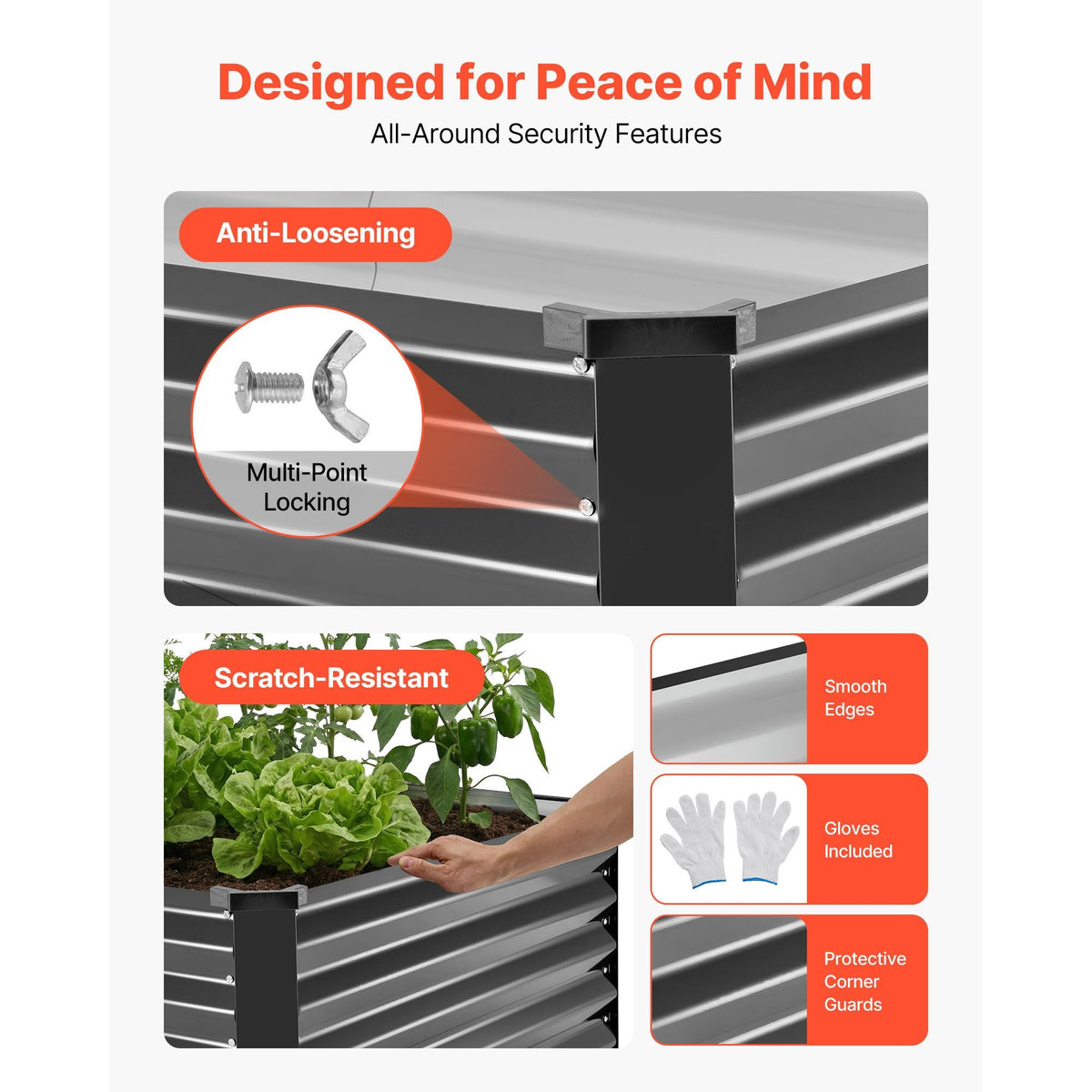 2 Pack Galvanized Raised Garden Beds, 6.67 x 3.35 x 1.51 ft, Rectangular Metal Planter Boxes Kit Outdoor, Elevated Planting Box with Gloves, Alu-Zinc, for Growing Flowers Vegetables, Dark Gray