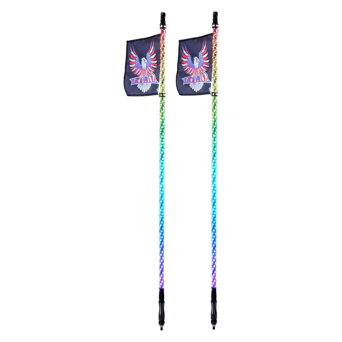 2 PCS 3 FT Whip Light, APP & RF Remote Control Led Whip Light, Waterproof 360° Spiral RGB Chasing Lighted Whips with 4 Flags, for UTVs, ATVs, Motorcycles, RZR, Can-am, Trucks, Off-road, Go-karts
