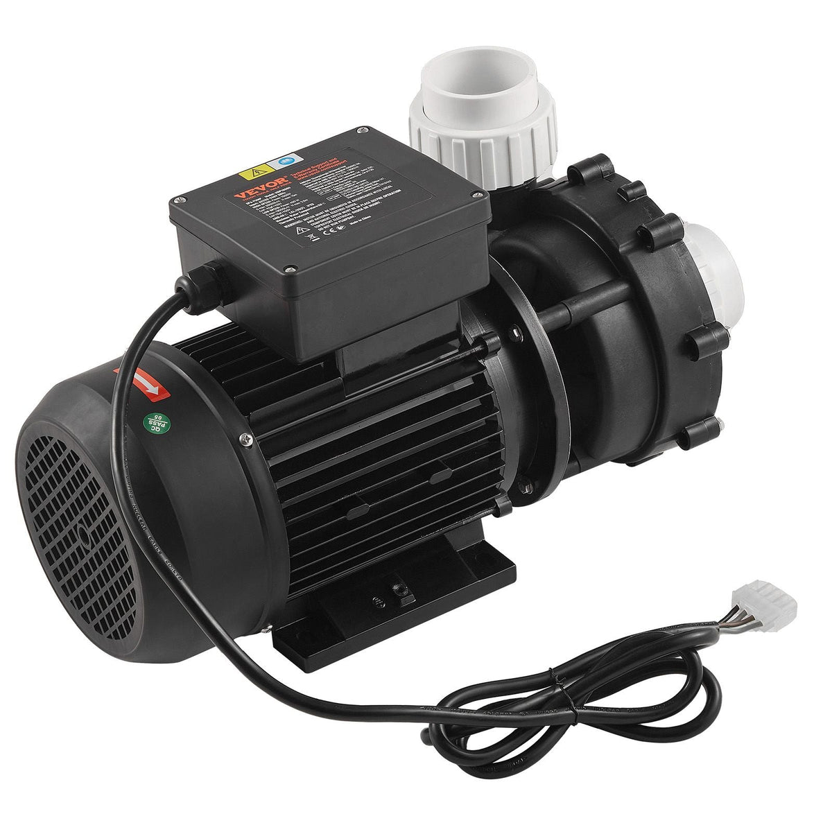 2 Speed SPA Pump, 56-Frame, AC220-240V Hot Tub SPA Pump, 3HP/200GPM/65.61ft High Speed or 0.4HP/100GPM/16.07ft Low Speed, 2" Port 90° Rotational Interface for Hot Tub, Tested to UL Standards