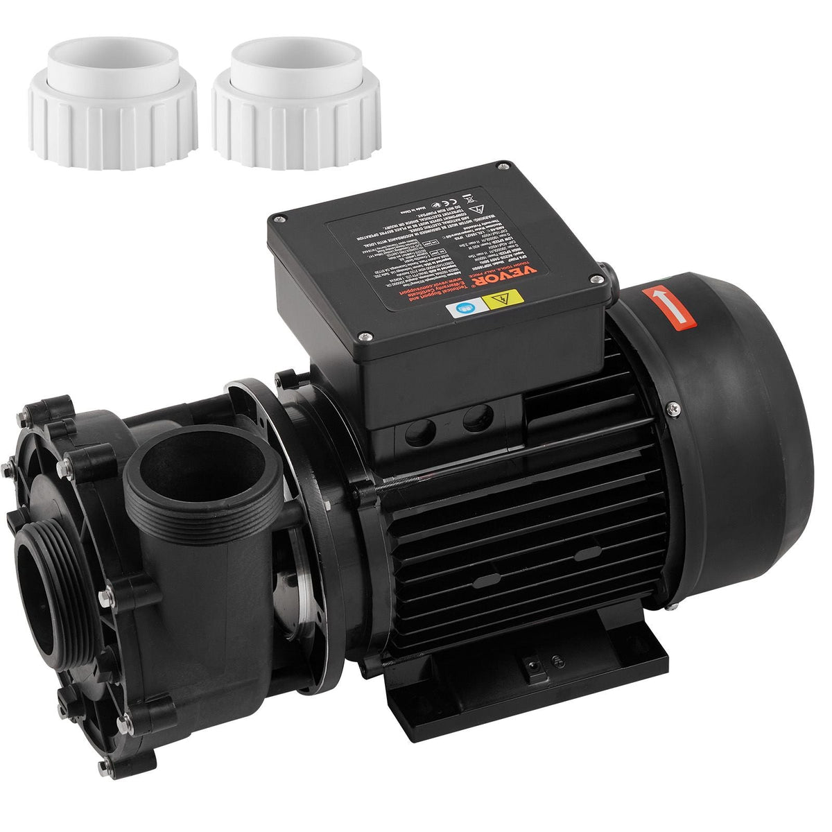 2 Speed SPA Pump, 56-Frame, AC220-240V Hot Tub SPA Pump, 3HP/200GPM/65.61ft High Speed or 0.4HP/100GPM/16.07ft Low Speed, 2" Port 90° Rotational Interface for Hot Tub, Tested to UL Standards