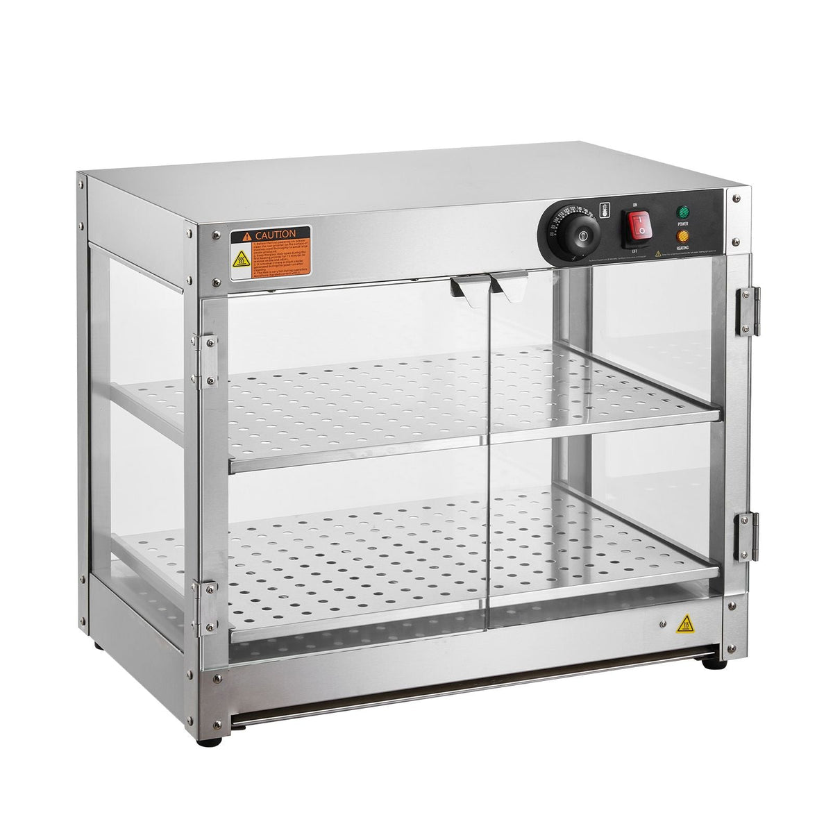 2-Tier Commercial Food Warmer Display, 800W Food Display Warmer with Light to Enhance Food Display, 86-185 F Temperature Control, 58L Large Capacity for Hamburger, Pizza, Bread, Fried Chicken